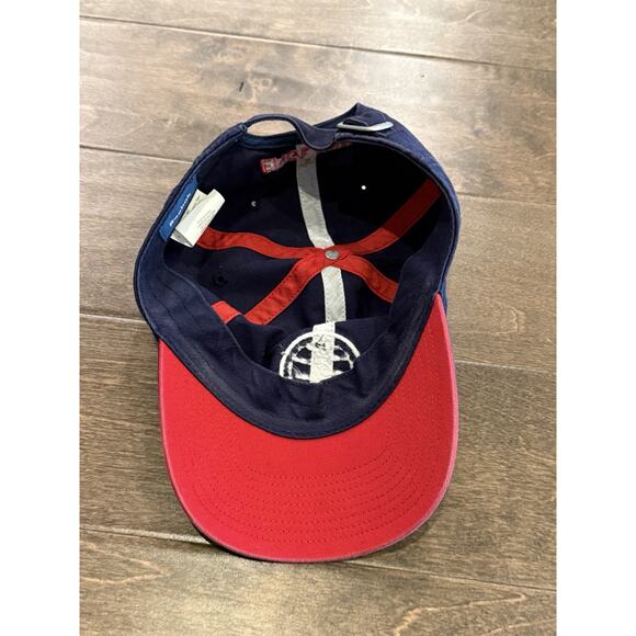 Vtg Reebok Mens Navy England Flag Patch Adjustable Strapback Hat Baseball Cap - Picture 6 of 8